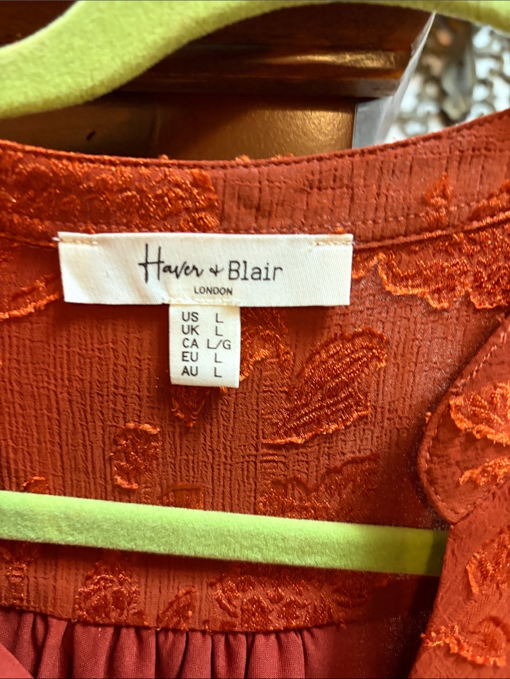 Women's Red Ruffle V-Neck Blouse - Picture 3 of 5